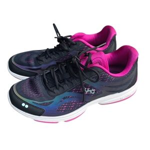 Ryka Black and Purple Sneakers with Cushioned Sole, Size 9